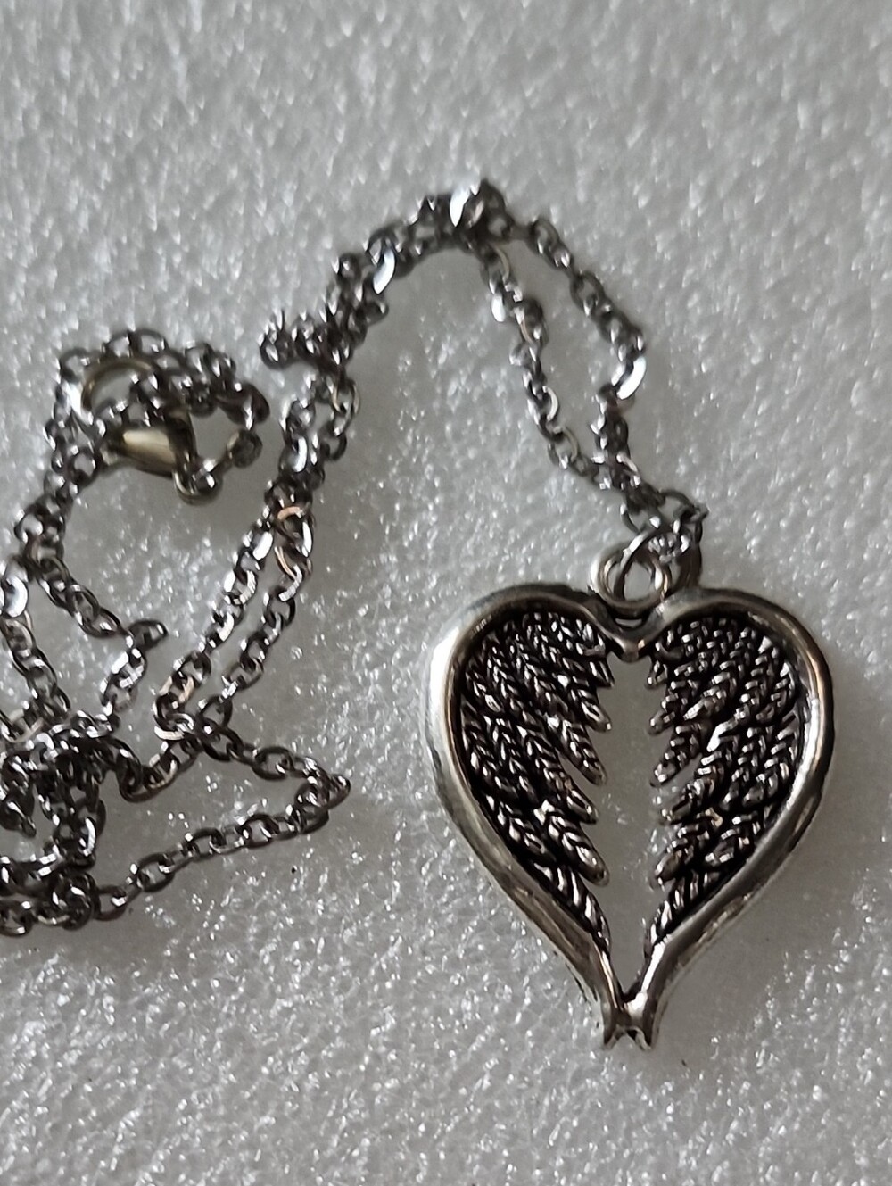 Hand Crafted Silver Heart Wing Pendant Necklace